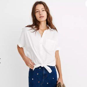 Madewell White Short Sleeve Tie-Front Shirt *NEW*